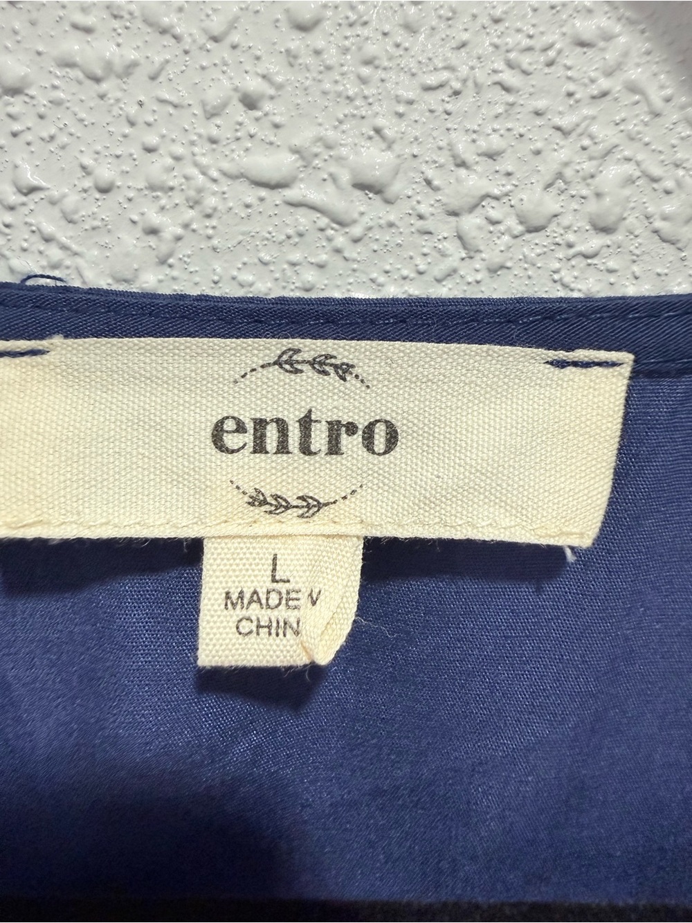 Entro Navy Blue Baby doll ric rac trim Dress L - Picture 2 of 10